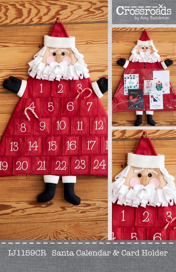 Clearance PATTERN SANTA ADVENT Calendar and Santa Card Holder