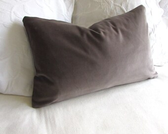 VELVET decorative Pillow 12x20 includes insert gray velvet fabric