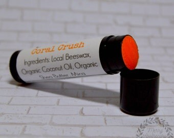 Tinted Lip Balm * Coral Crush * Natural Lip Balm * Natural Lipstick * Natural Makeup * Coral Lipstick * Coral Lip Balm