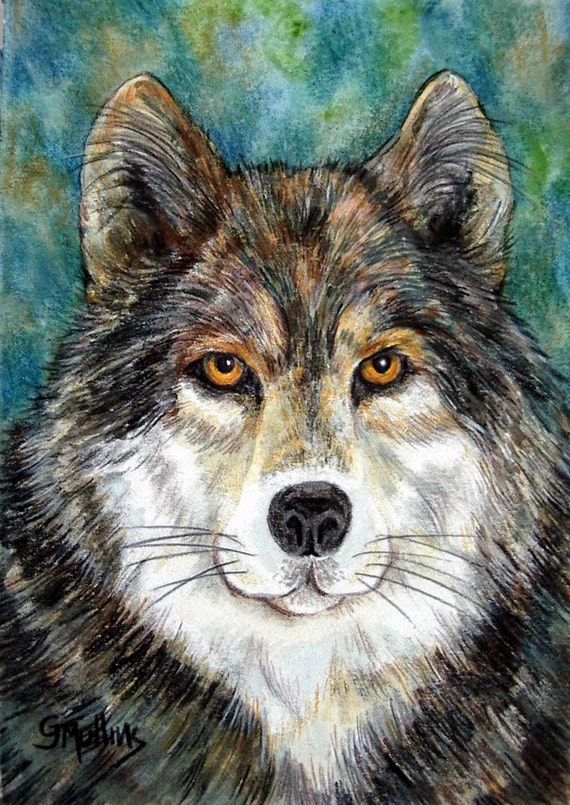 Timber Wolf School Mascot Original Art Colored Pencil