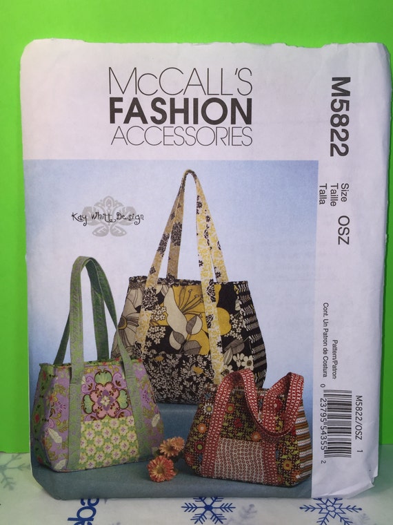 McCall's Fashion Accessories M5822 Tote Bags Three Sizes