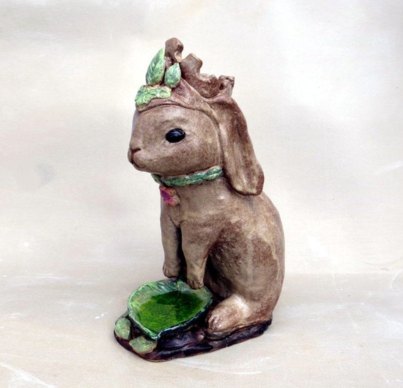 Bunny Rabbit Vase Storybook Anthropomorphic Art by jillatay