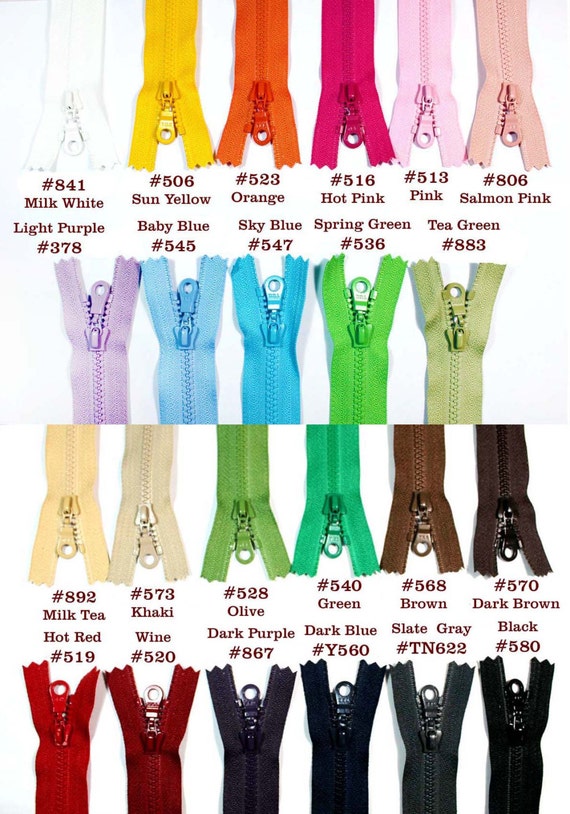 YKK No.5 Vislon Zipper for 12 zippers 12 to 20 Inch