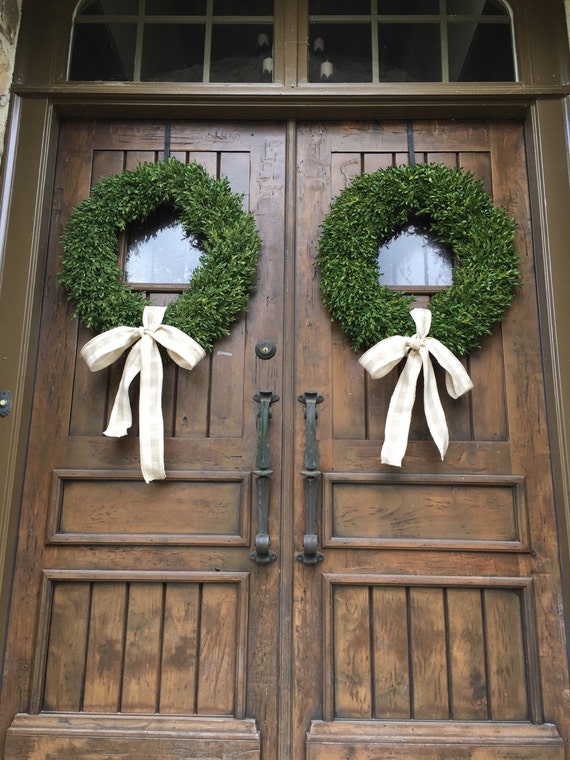 24 Inch Faux Boxwood Wedding Door Wreaths Set of Two