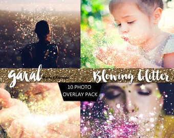 GLITTER BLOWING Photoshop Overlays 10 Pack, photoshop overlay, pixie dust, bokeh effect, glitter overlay, glitter overlays, photography