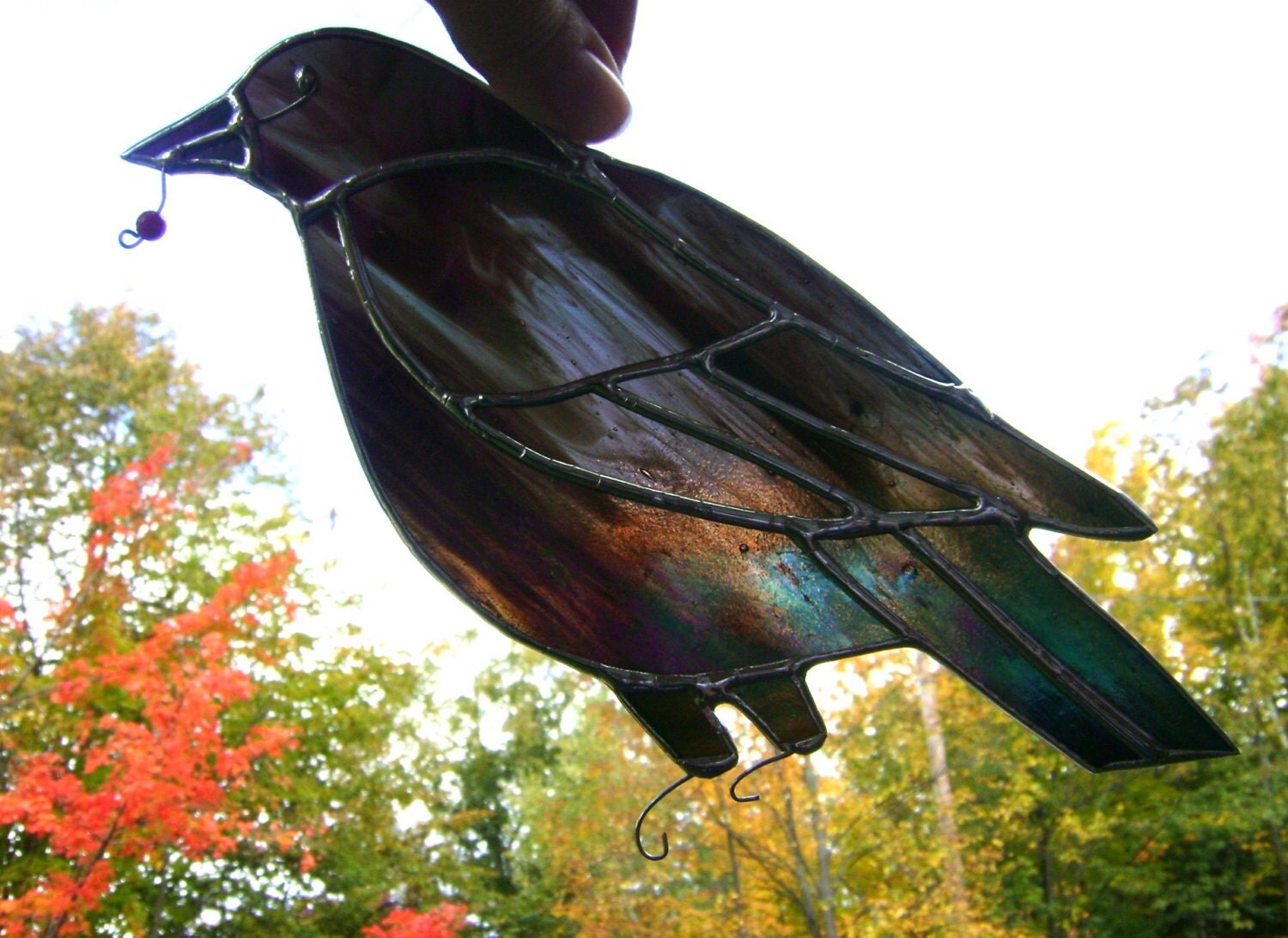 Crow Raven Stained Glass Birds Suncatchers by GothicGlassStudio