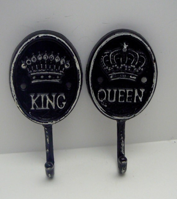 King Queen Crown Pair His Her Cast Iron Classic Black Wall