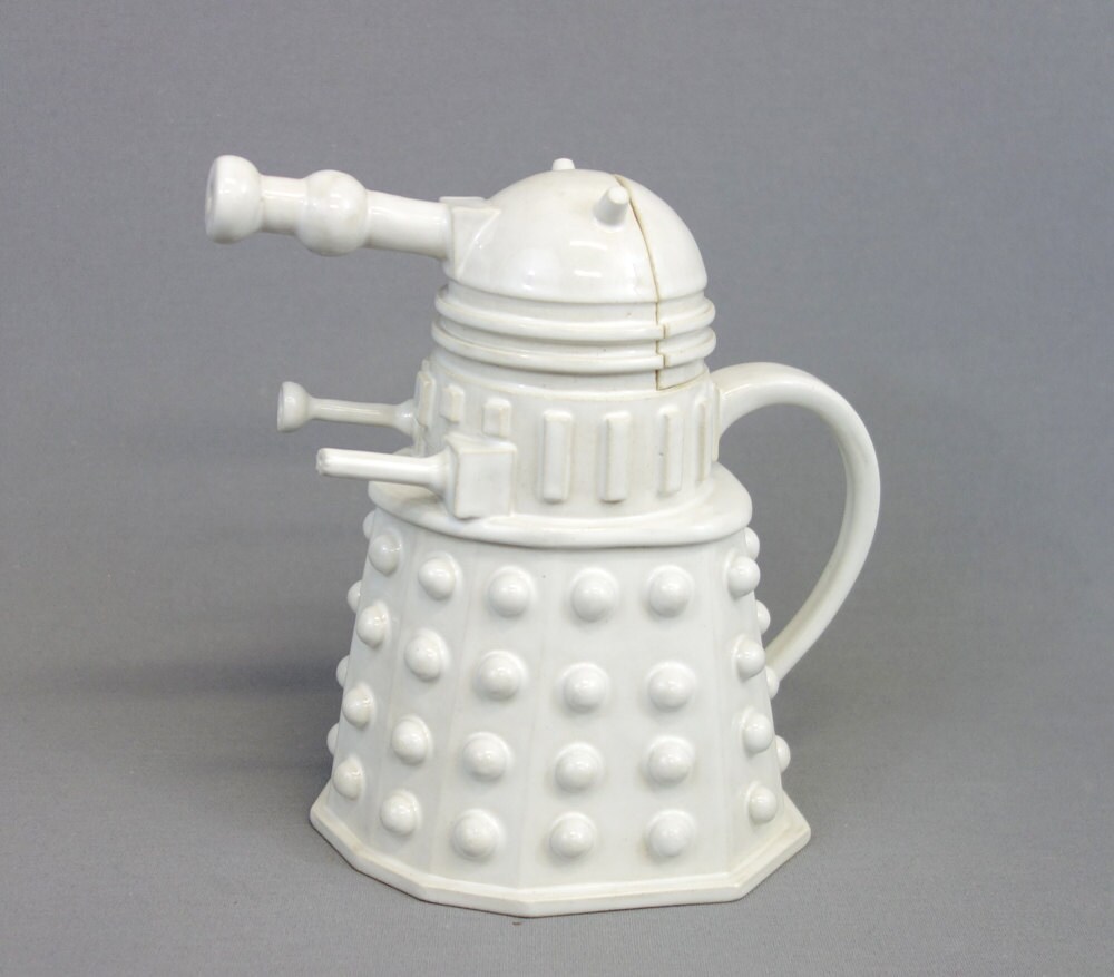 Dalek Teapot glazed in Solid White Ready to Ship