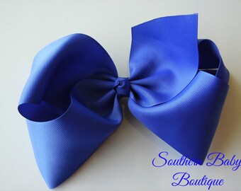 SUMMER SALE---School Cheer Bow XX-Large 7 Inch Hair Bow---Royal Blue---Ready to Ship