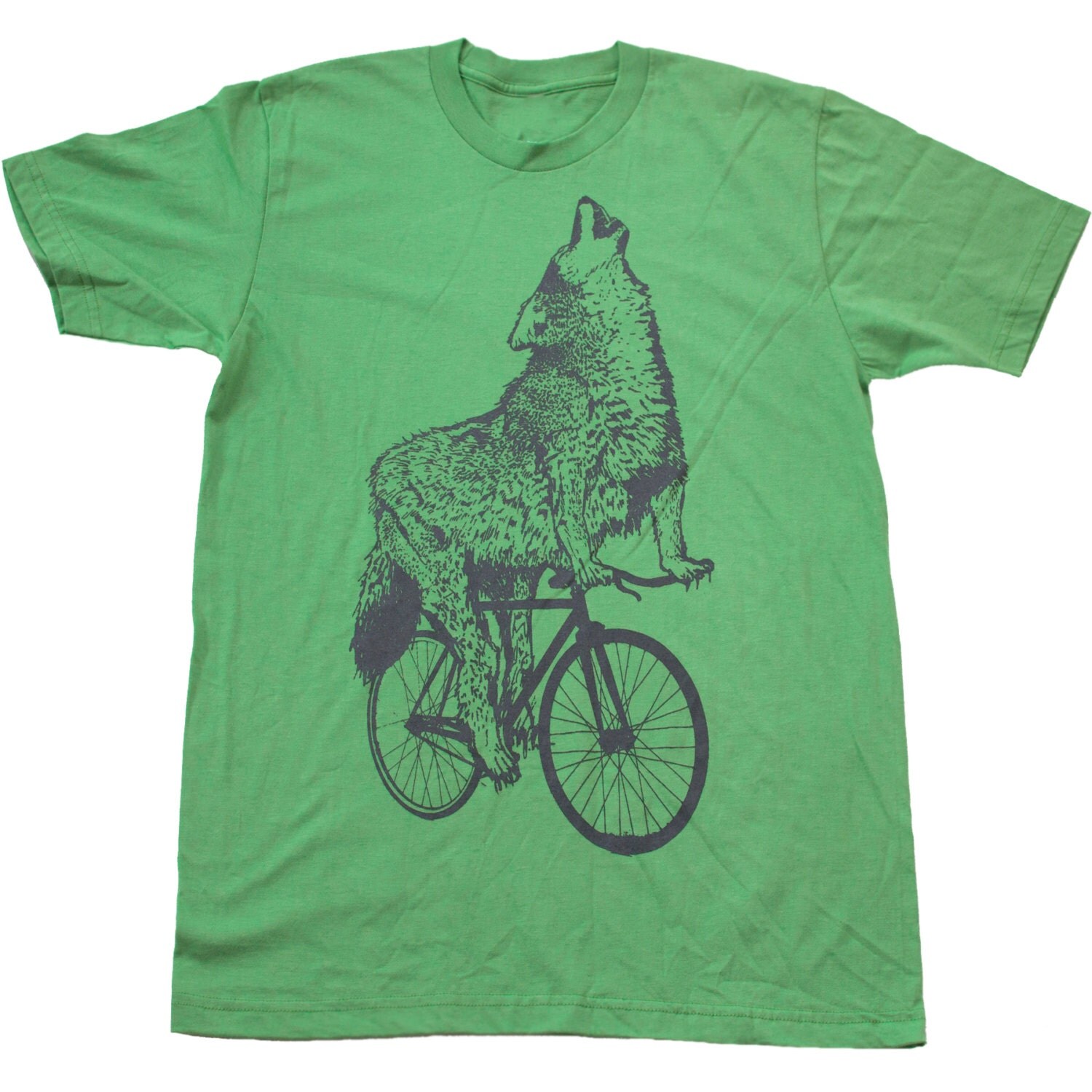 Wolf on a Bicycle Mens T Shirt Unisex Tee Cotton Tee