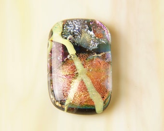 Handmade Dichroic Fused Glass Focal Cab Bead Pendant Necklace