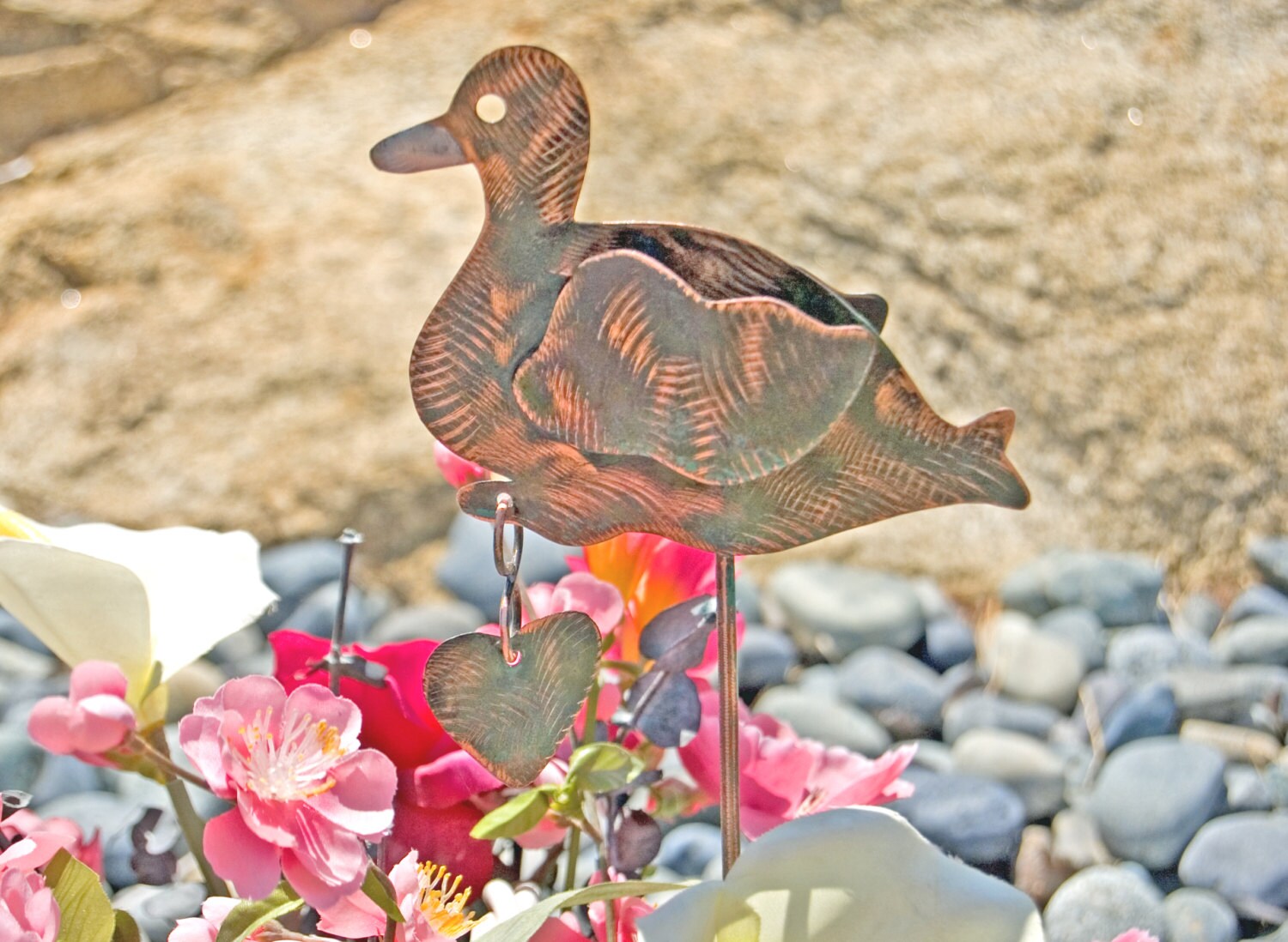 Duck Handmade Stake / Metal Garden Art / Yard Art / Copper Art