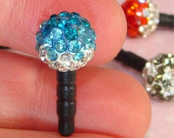 Disco Ball Rhinestone Dust Plug Cell Phone Charm 10mm Assorted Colors Crystals Jewelry Supplies MP3 Mothers Day Best Friend Gift Idea