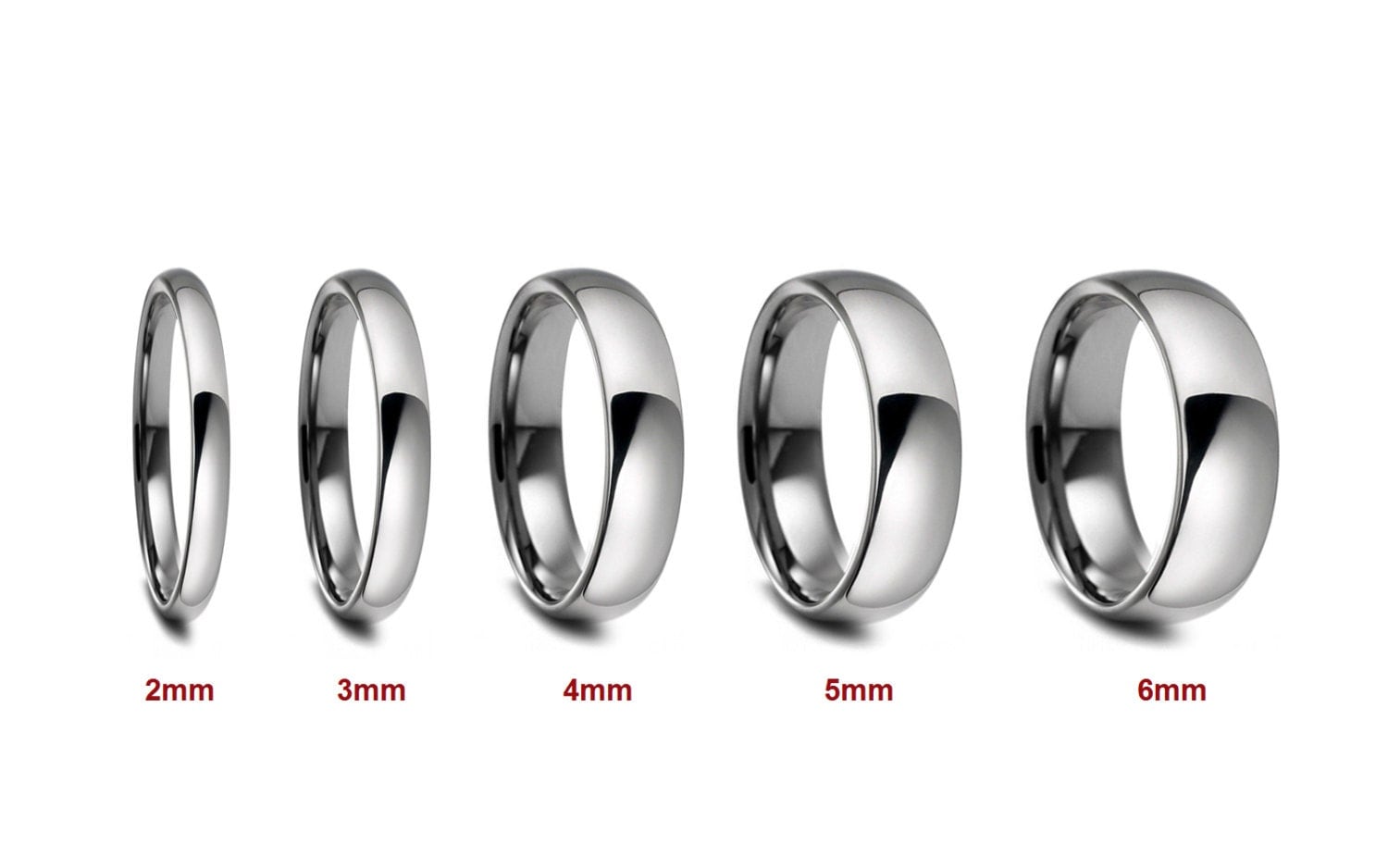 2mm 3mm 4mm 5mm 6mm Width Stainless Steel Wedding Band Comfort Fit Dome ...