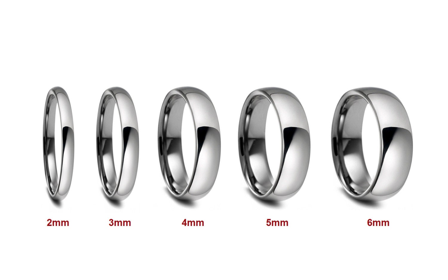 2mm 3mm 4mm 5mm 6mm Width Stainless Steel Wedding Band Comfort Fit Dome 
