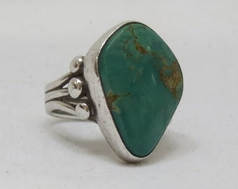 Turquoise and Sterling Ring, Signed