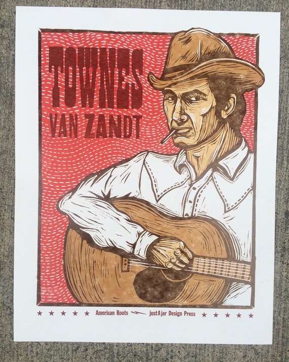 Townes Van Zandt Woodcut