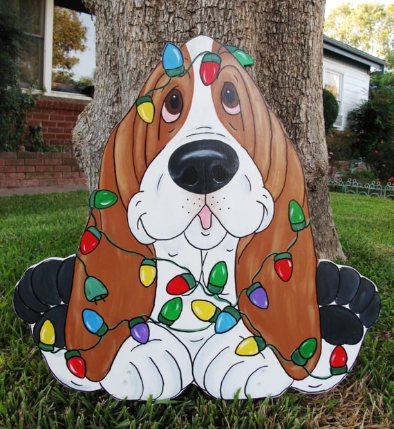 Made to Order Hand Painted Basset Hound Yard Art Holiday