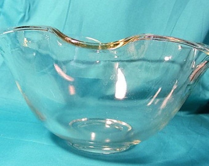 Wavy Chip and Dip Bowls Clear Glass, Vintage Chip Dip Bowls, Glass Wavy Bowl Set, Kitchen Storage Bowl Set, Decorative Wavy Glass Bowls