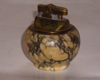 Retro Brass with Marble Bass Table Cigarette Lighter