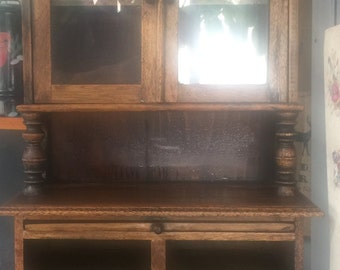 Antique Child's or Doll Cupboard Hutch Dresser Cabinet Handmade As Found Rare Find