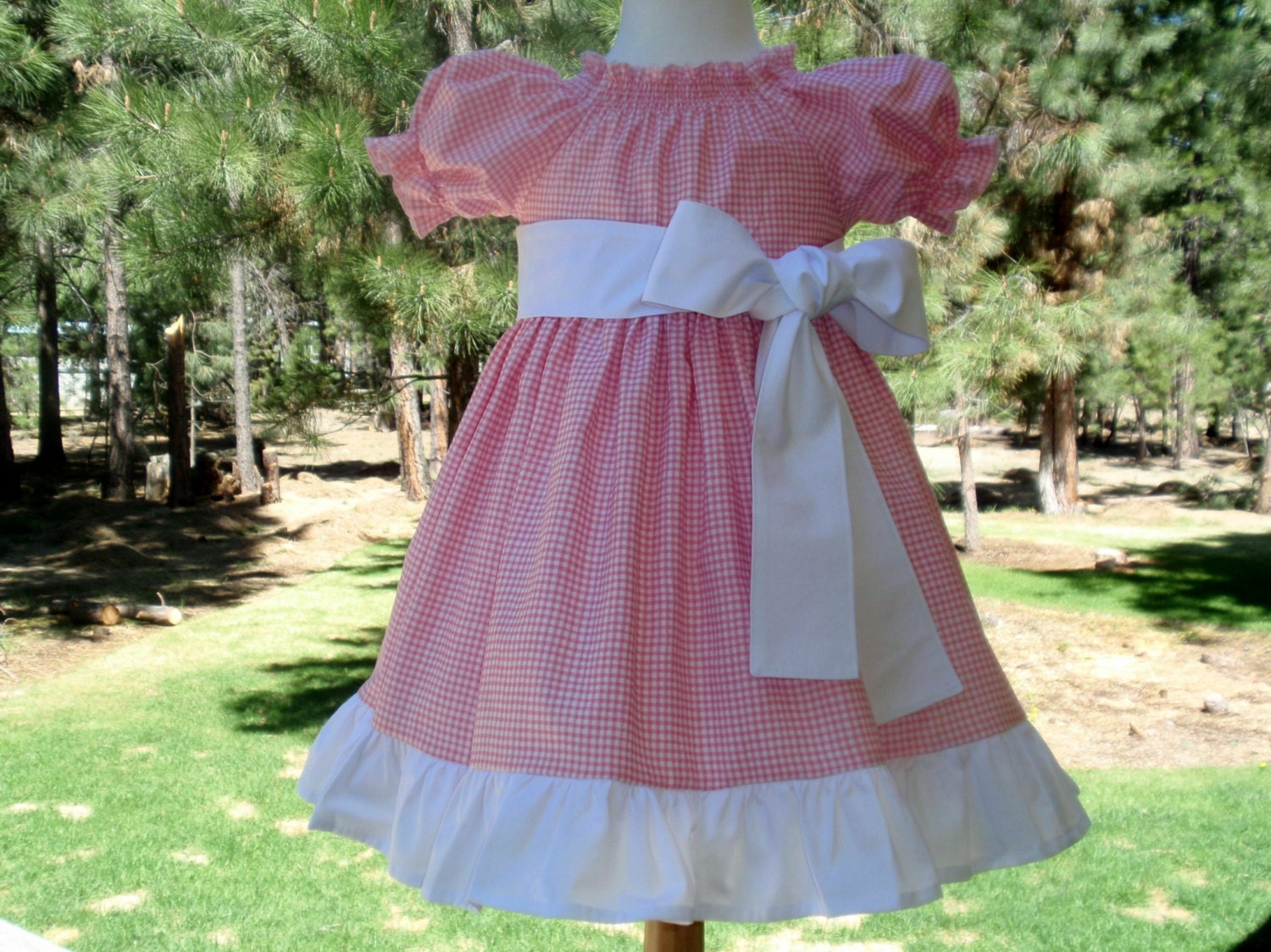 Girls Pink Gingham Dress Toddler Pink Gingham by HopscotchAvenue