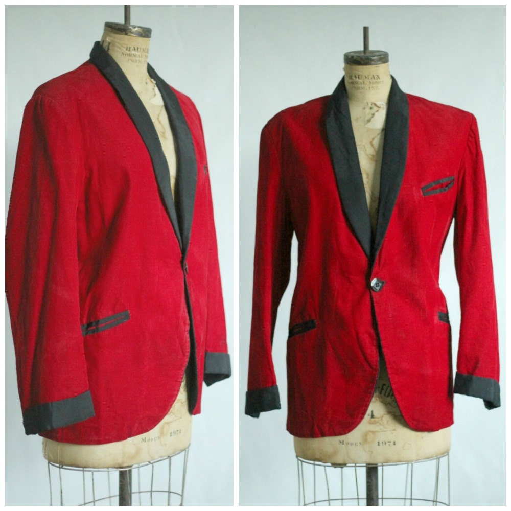 Mens Smoking Jacket Mens Red Blazer Mens Red Jacket Christmas