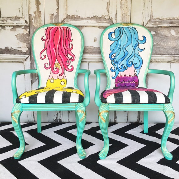 Items similar to SOLD Mermaid ChairHand PaintedFrench Provinvial on Etsy