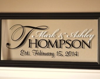 Personalized Family Name Sign Picture Frame Established Family Sign 11x21
