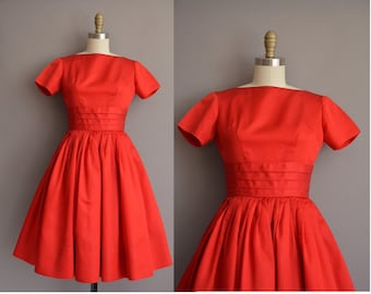 ON LAYAWAY...50s Teena Paige red full skirt party dress / vintage 1950s dress