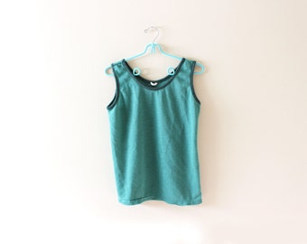 vintage tank top 70's green retro classic 1970's womens clothing size s m small medium