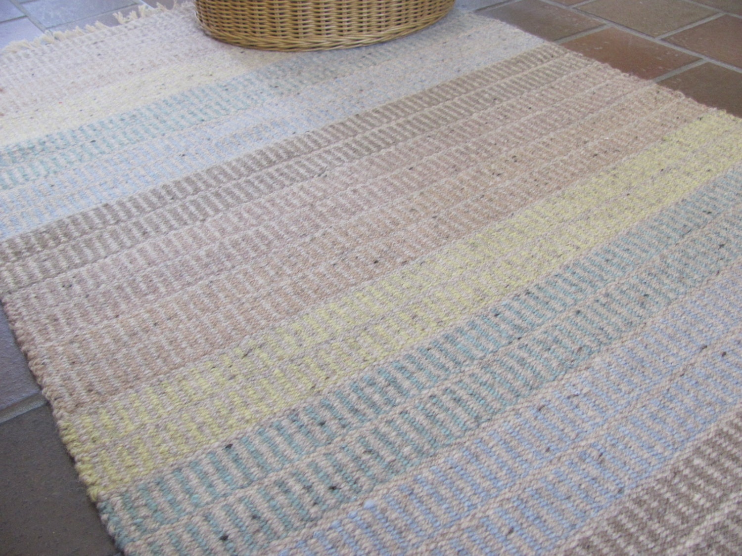 Rustic Wool Rug Seaside Coastal Beach House Decor Country