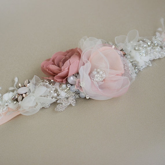 Blush Bridal sash pink Wedding belt Wedding dress belt sash