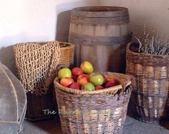 Apples, Rustic Baskets , Harvest, Matted 5x7 Photograph, Original Art, Wall Art, Rustic Art