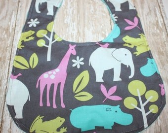 Baby Bib- Jungle Baby Bib Boy baby bib or Girl Baby bib, Monogram Bib, Boy Baby Bib, Girl Baby Bib, Minky Baby Bib