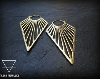 Boucles d'oreille géométriques laiton # ethnic brass hoop # geometric earrings