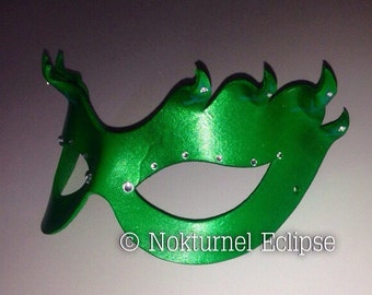 Poison Ivy Green Leather Mask Batman Female Villain Comic Con Sexy Halloween Costume Masquerade Fetish Ball