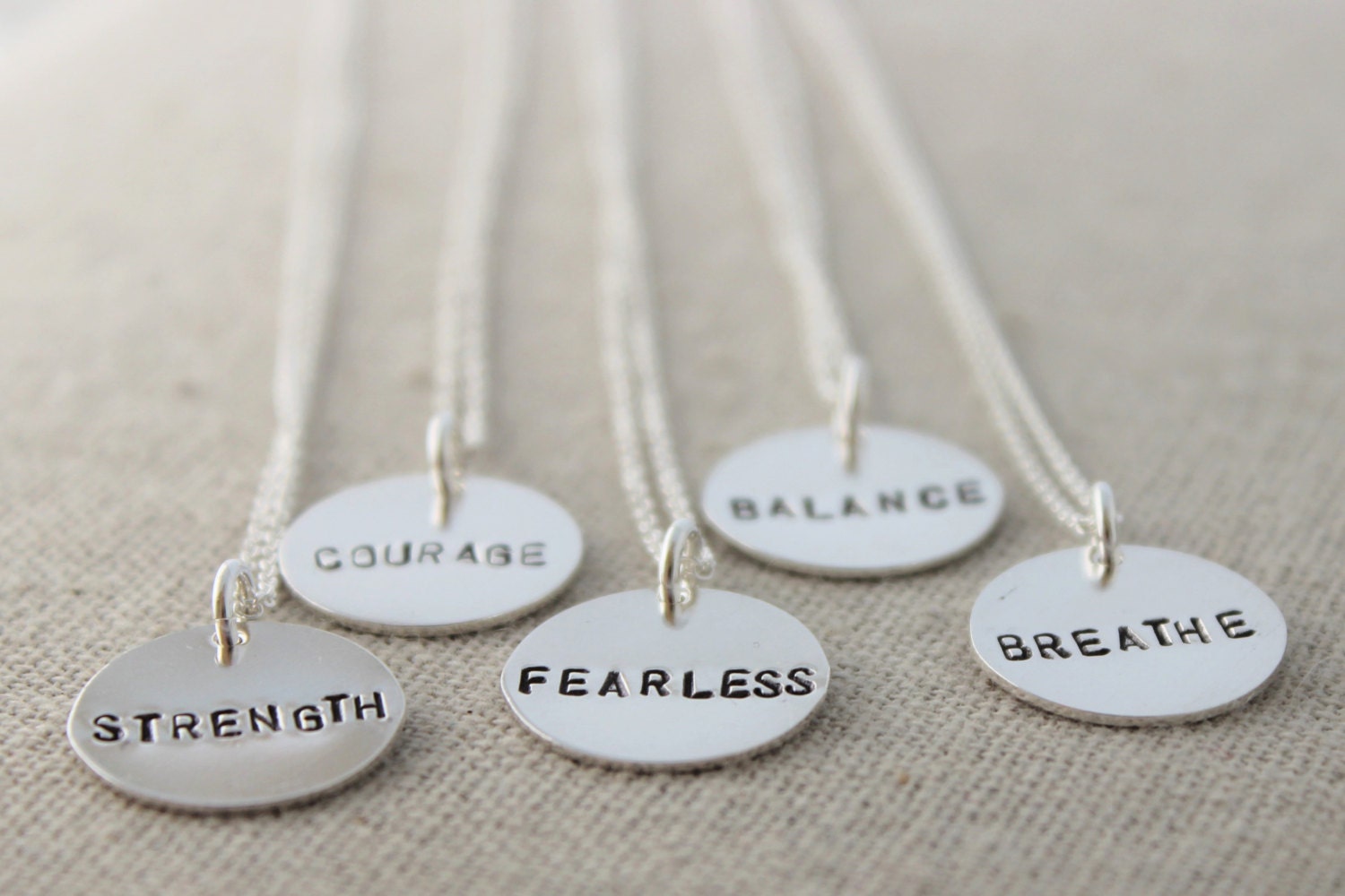 inspirational word necklace sterling silver stamped necklace