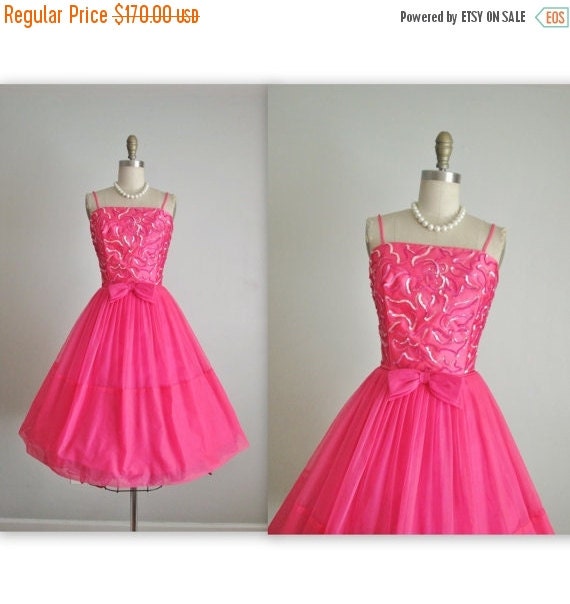 STOREWIDE SALE 50's Chiffon Dress // Vintage by TheVintageStudio