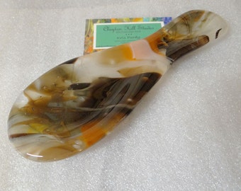 Fused Glass Spoon Rest - Woodlands II