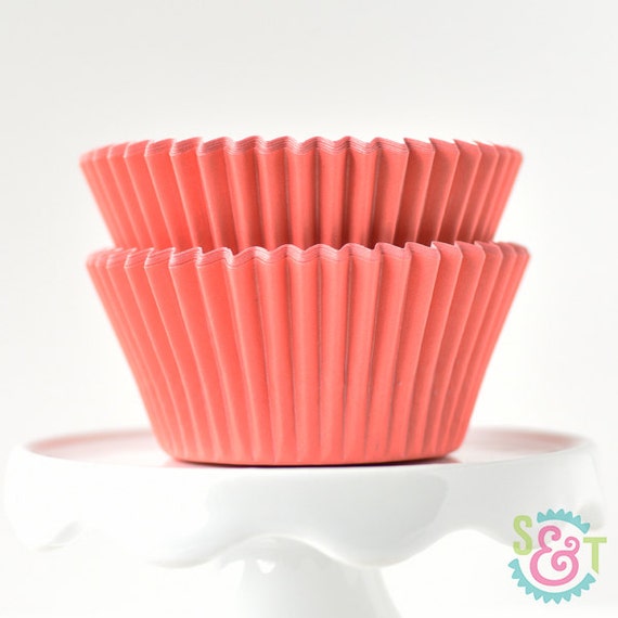 Solid Coral GREASEPROOF Cupcake Liners BakeBright Baking Cups