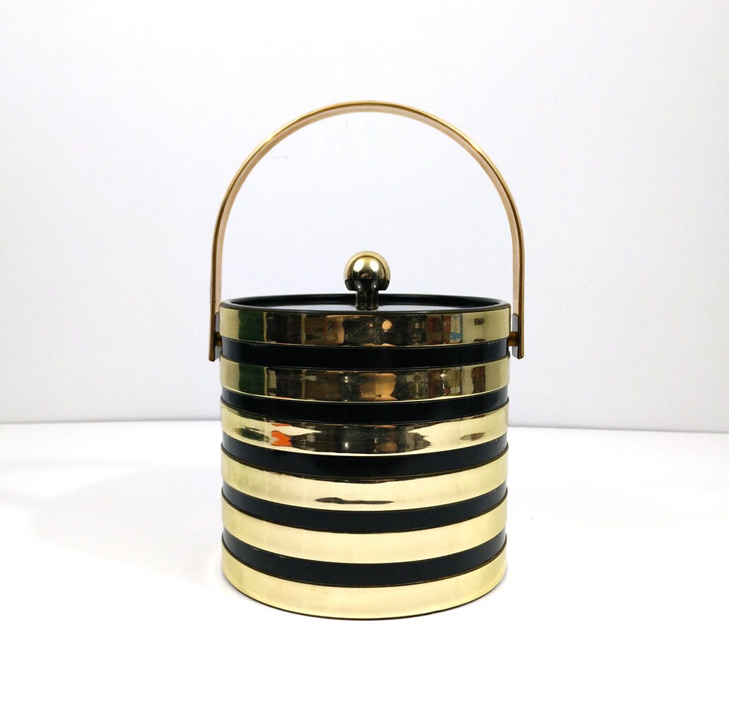 Gold and black striped ice bucket / Acrylic wine chiller