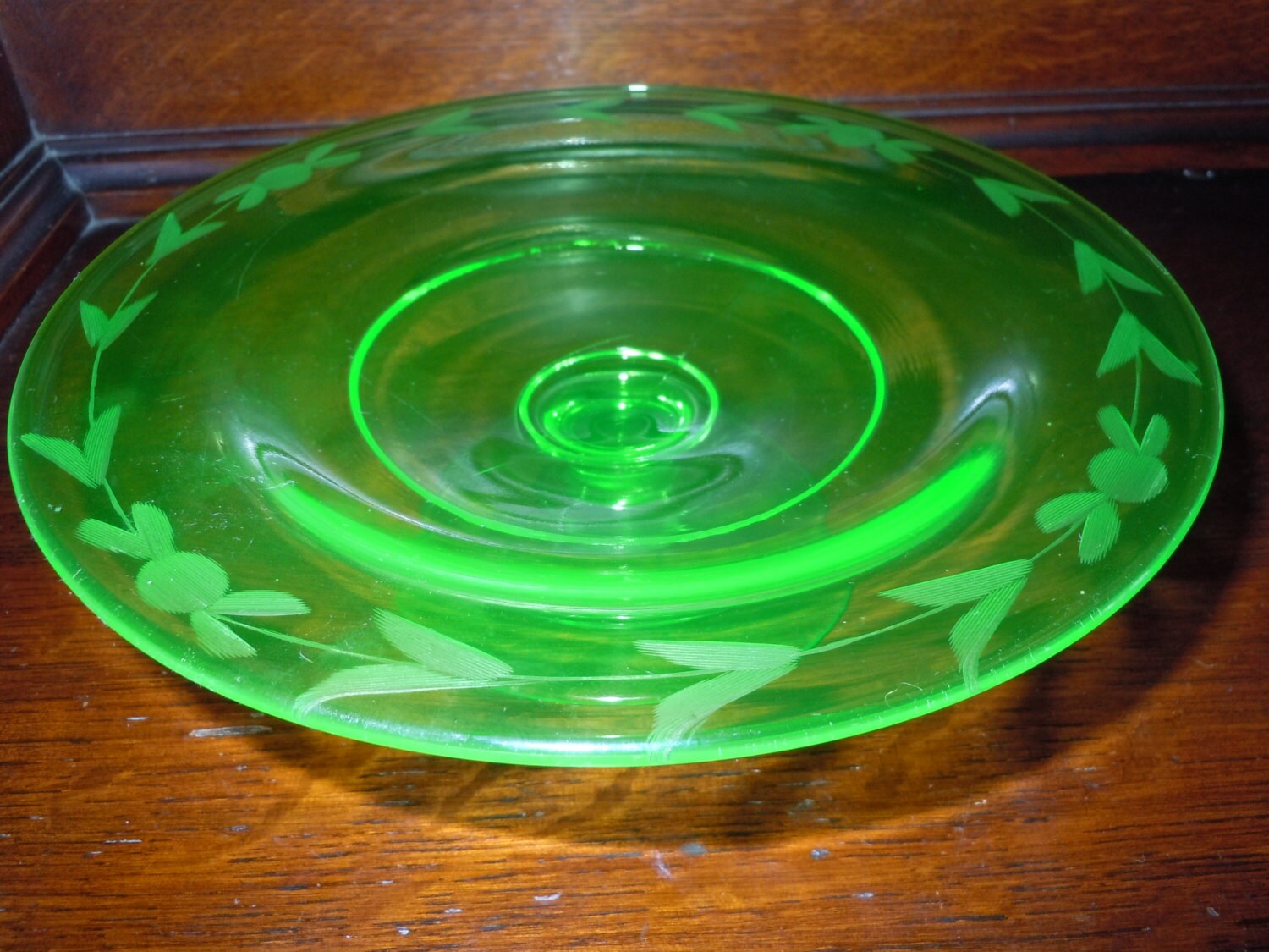 Vintage Green Depression Glass Footed Compote Candy Dish BonBon Dish