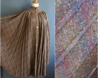Missoni rainbow tweed wool cape coat pleated cape vintage 1980s cape ombre cape oil slick tweed cape rainbow plaid missoni cape missoni coat