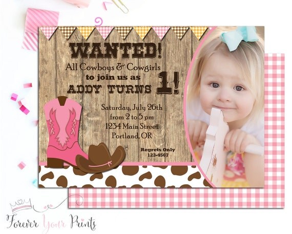 Cowgirl Birthday Invitation, Printable Cowgirl Invitation, Cowgirl Invitation, Girls Birthday Invitations, Western Birthday Party Invite Il_570xn