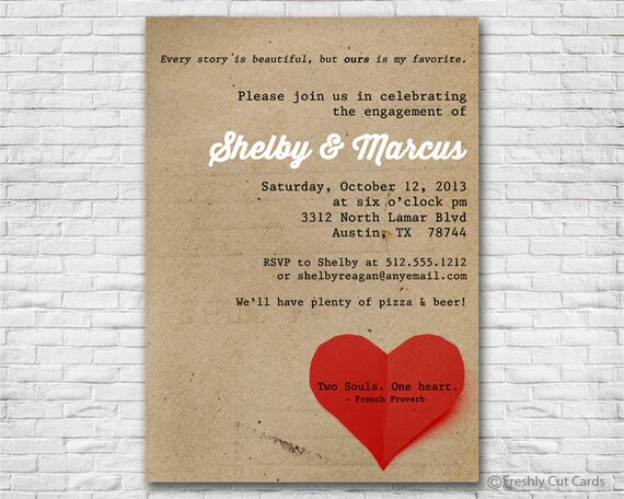 Simple and Sweet Engagement Invitation - Printable or Printed (w/ FREE Envelopes) Il_570xn