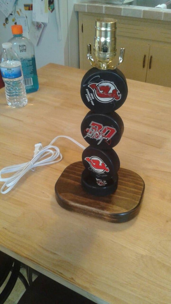 Hockey puck lamp shade sold separately by ElkhartLamps on Etsy