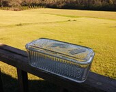 Vintage Federal Glass 8 1/2" Covered Refrigerator Dish w/Lid Vegetable Design 23.95 Vintage Federal Glass 8 1/2" Covered Refrigerator Dish w/Lid Vegetable Design 23.95