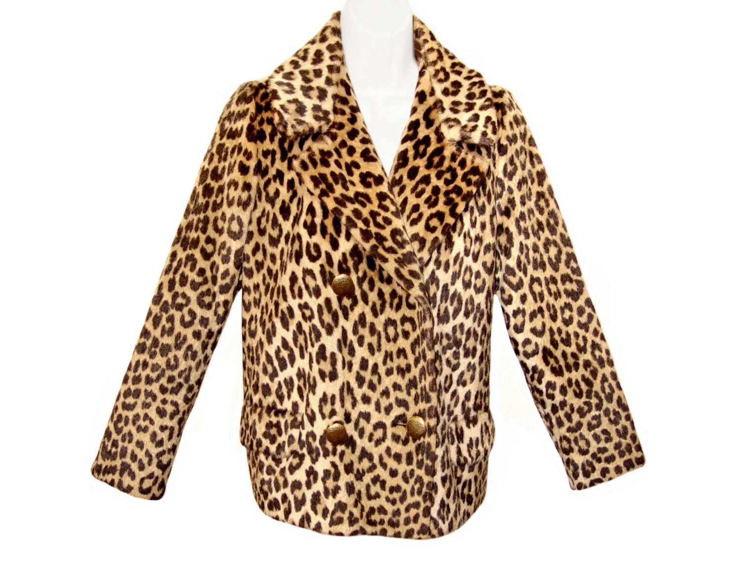 Vintage Leopard Coat Faux Fur Hollywood Glamour 1950s