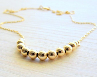 Gold necklace, Thin gold necklace, Tiny gold Necklace, Gold bead necklace, Everyday gold necklace, Minimalist gold necklace